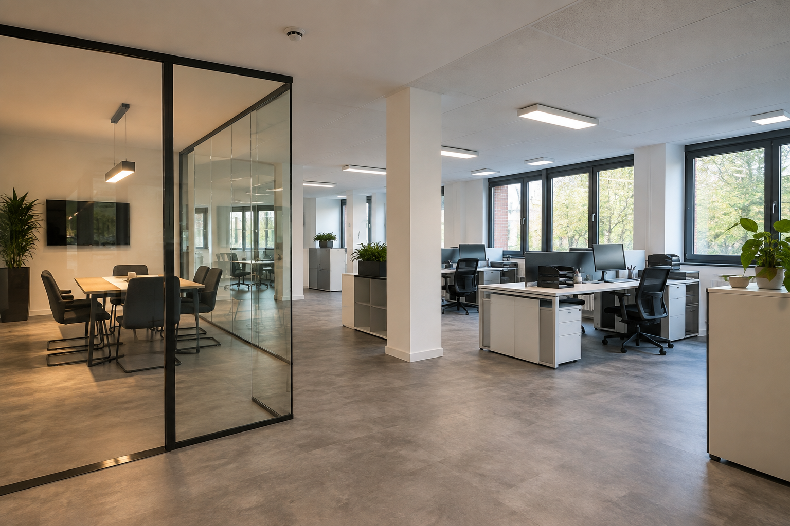 Wandgestaltung in einem modernisierten Gewerberaum